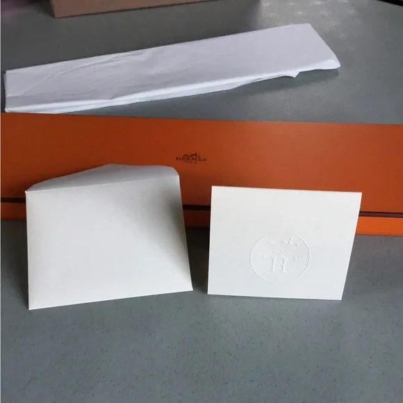 HERMES EMPTY BOX WITH ONE TISSUE SHEET NO LOGO SMALL CARD LOGO PRINTED ENVELOPE - Picture 10 of 14